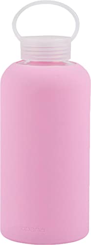 Apana Yoga Glass Water Bottles BPA Free Non Slip Sleeve Leak Proof Lid Reusable 32 Oz Sports Water Bottle Wide Mouth Lid Portable Hydration Tumbler
